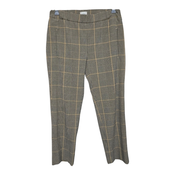Wilfred Pants - Aritzia Wilfred Darontal Pant Trouser, Plaid Black/Tan/Gold Sz 4
